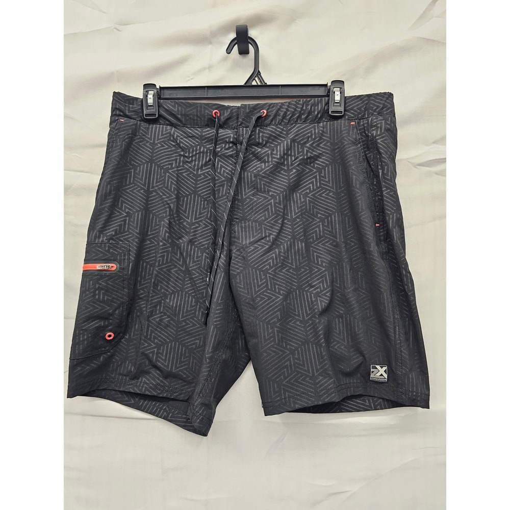 ZeroXposur Mens Swim Trunks Black Metallic Geometric UPF 50+‎ Large A88231S
